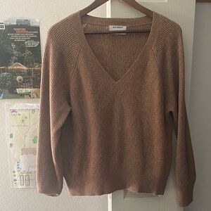 Old Navy Brown V-Neck Ribbed Pullover Sweater